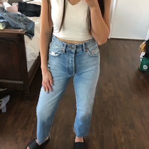 Zara Straight leg Hi-rise ankle length jeans